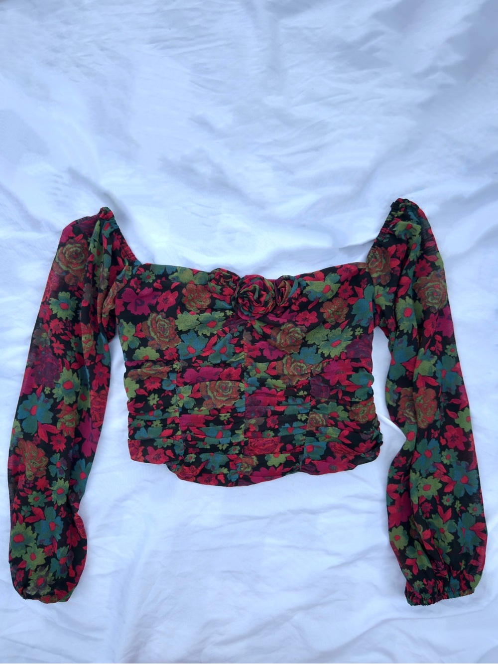 Free People Off the Shoulder Floral Ruffle Top Size Small